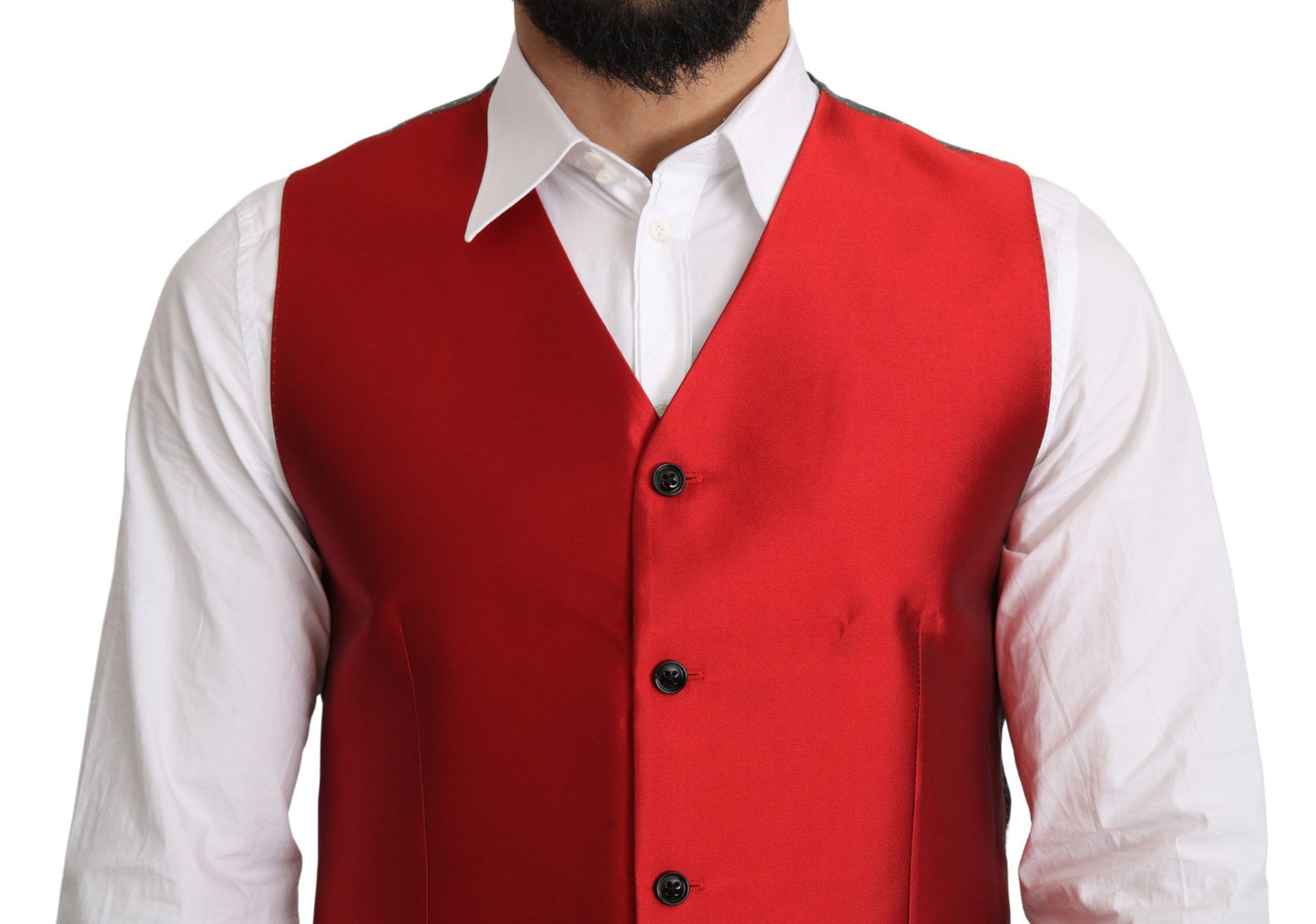 Dolce & Gabbana Red 100% Silk Formal Waist Coat Vest