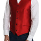 Dolce & Gabbana Red 100% Silk Formal Waist Coat Vest