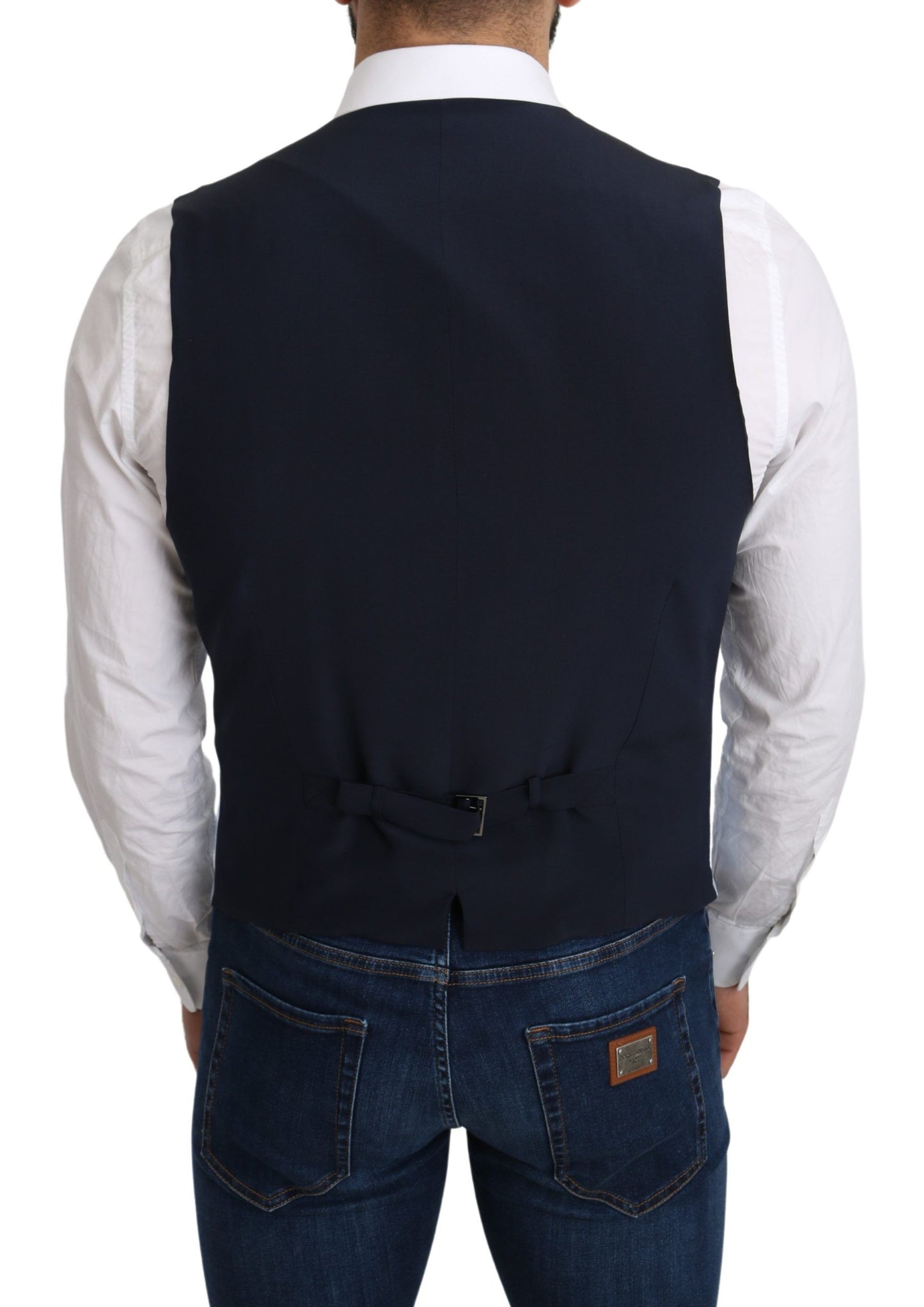 Dolce & Gabbana Blue Viscose Stretch Formal Coat Vest