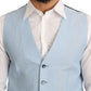 Dolce & Gabbana Blue Viscose Stretch Formal Coat Vest