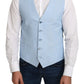 Dolce & Gabbana Blue Viscose Stretch Formal Coat Vest