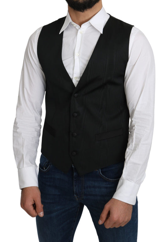 Dolce & Gabbana Gray 100% Silk Formal Coat Vest