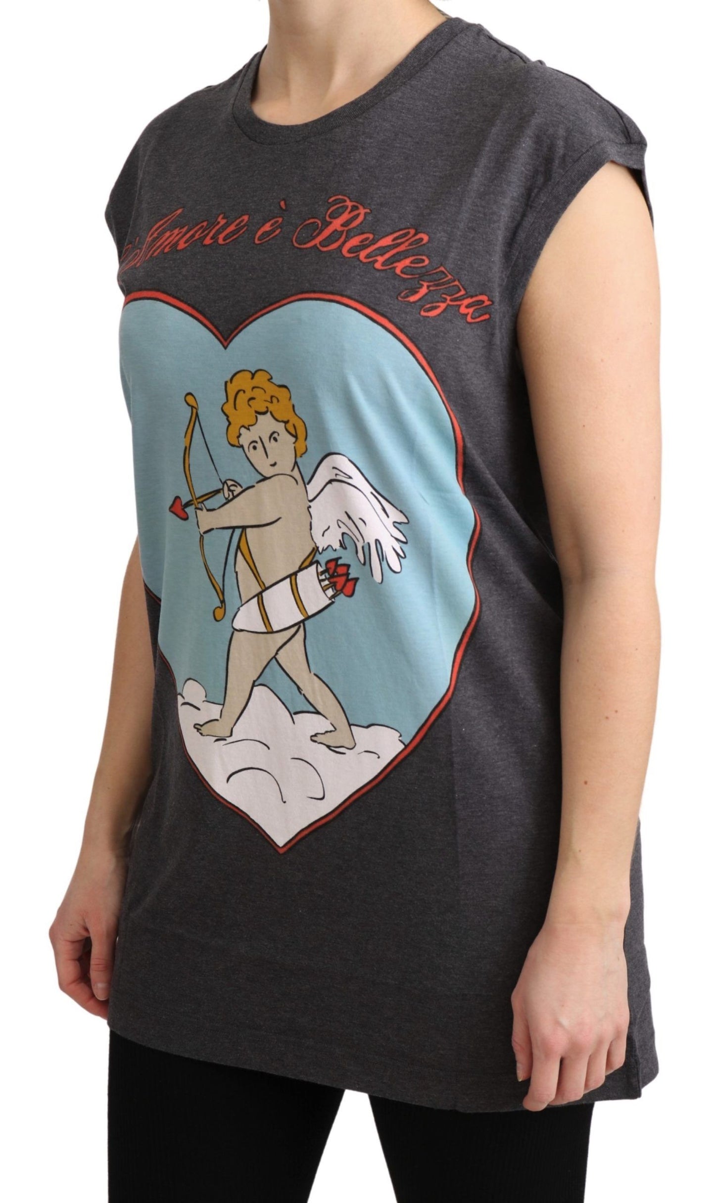 Dolce & Gabbana Gray Cotton L' Amore Top Tank T-shirt