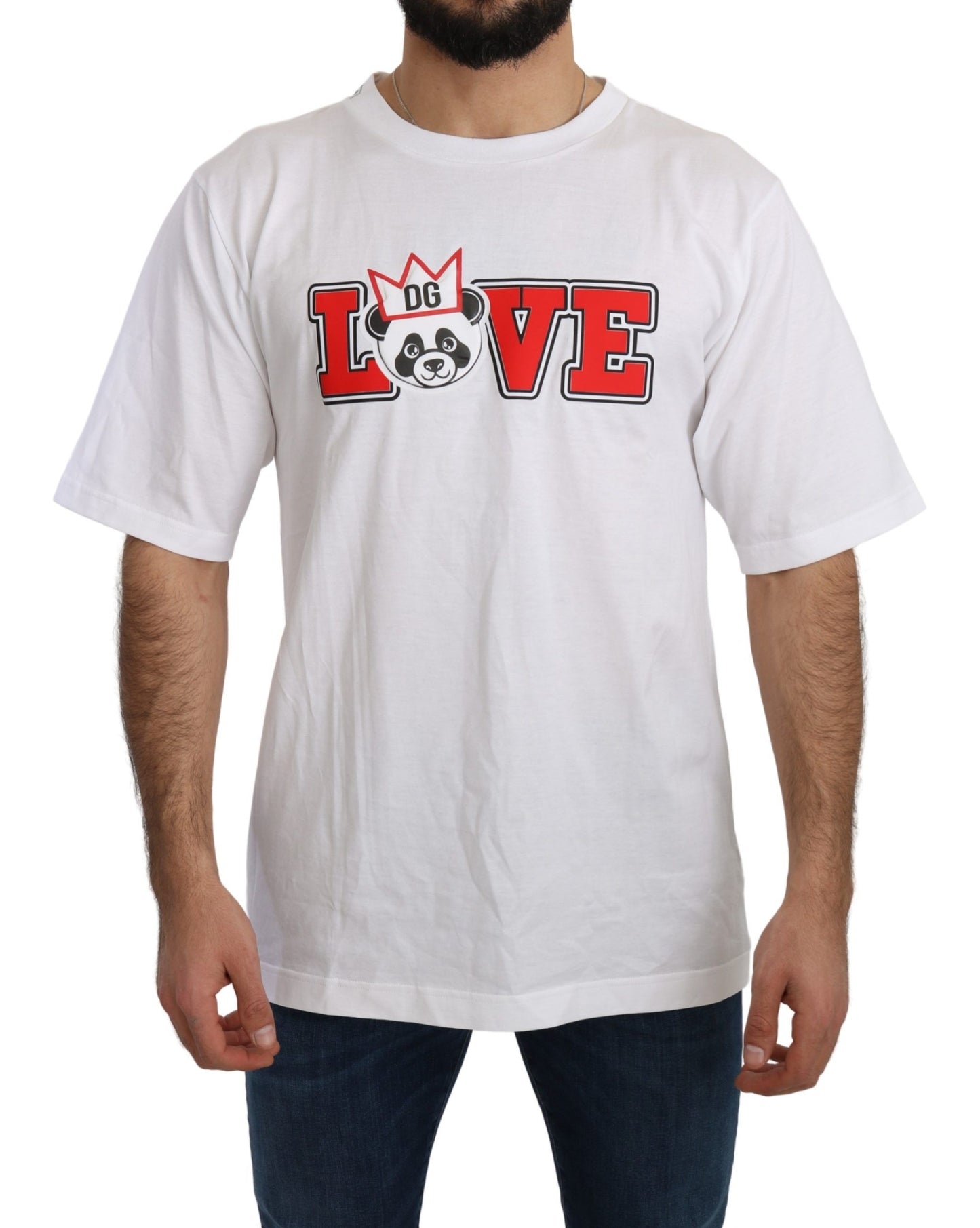 Dolce & Gabbana White Love Panda Print Top T-shirt