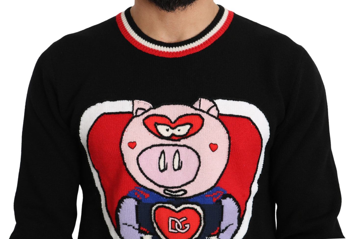 Dolce & Gabbana Black Cashmere Pig of the Year Pullover Sweater