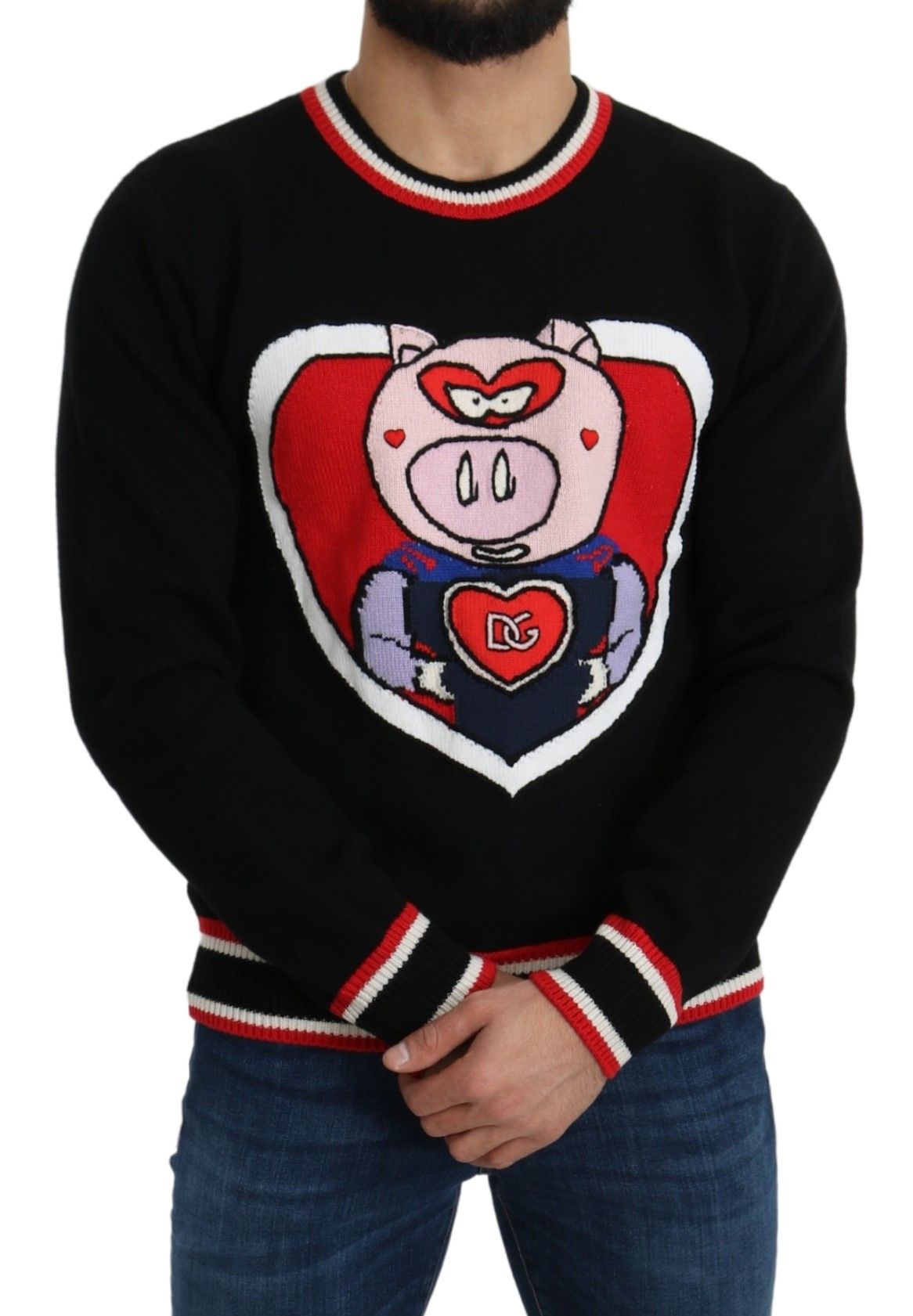 Dolce & Gabbana Black Cashmere Pig of the Year Pullover Sweater