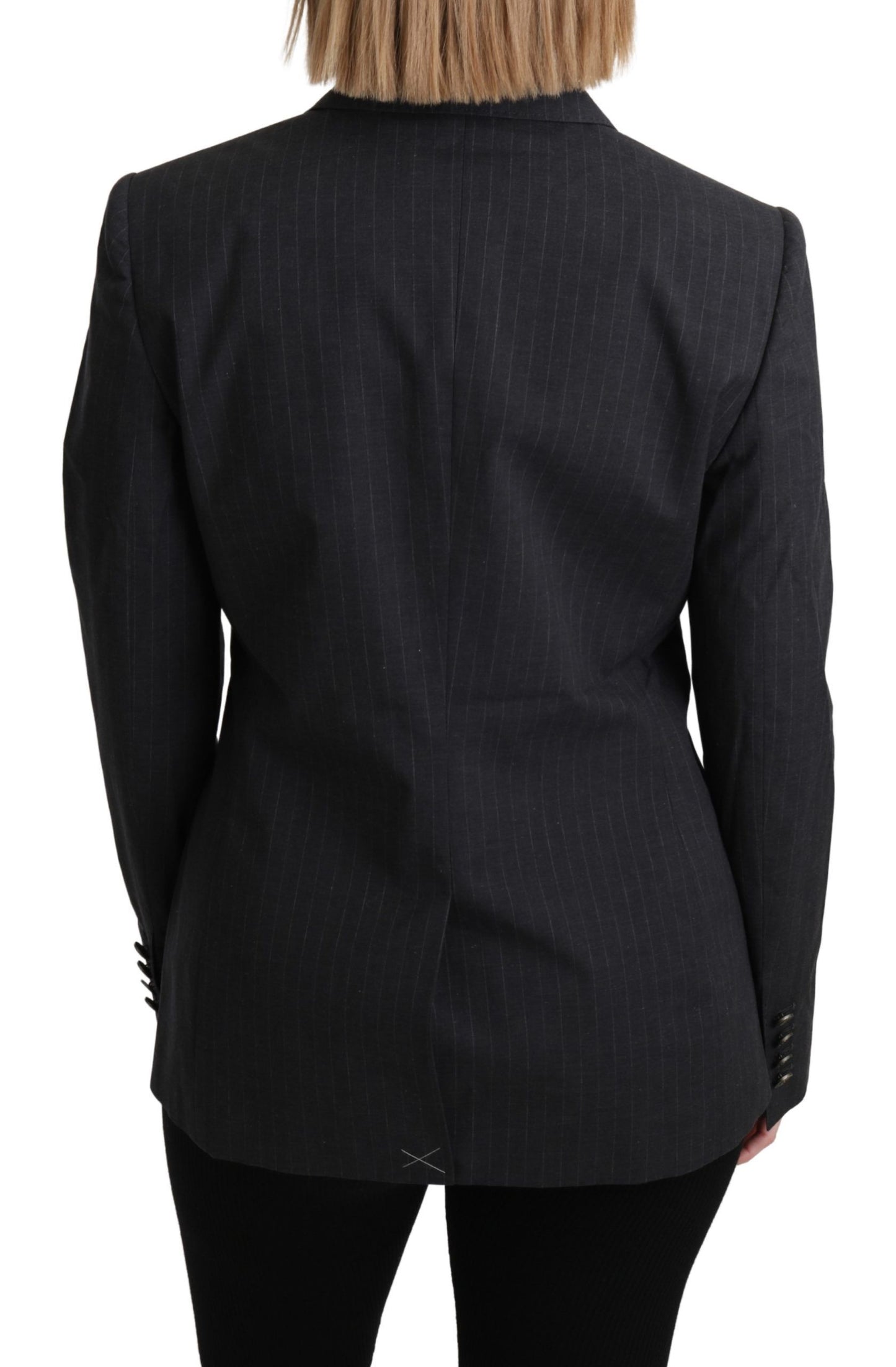 Dolce & Gabbana Elegant Gray Striped Blazer Jacket