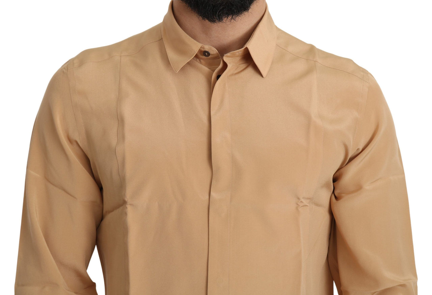 Dolce & Gabbana Yellow 100% Silk GOLD Top Slim Shirt