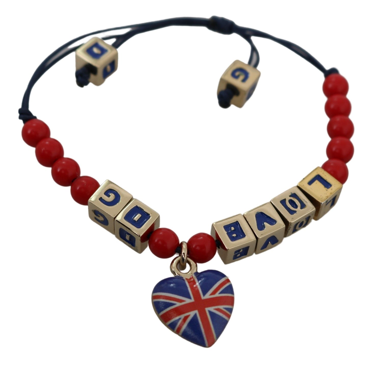 Dolce & Gabbana Red Blue Beaded DG LOVES LONDON Flag Branded Bracelet