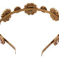 Dolce & Gabbana Gold Tiara Crystal Floral Pearl Headband Logo Diadem