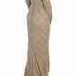 Dolce & Gabbana Beige Floral Lace Sheath Maxi Dress