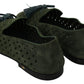 Dolce & Gabbana Green Suede Breathable Slippers Loafers Shoes