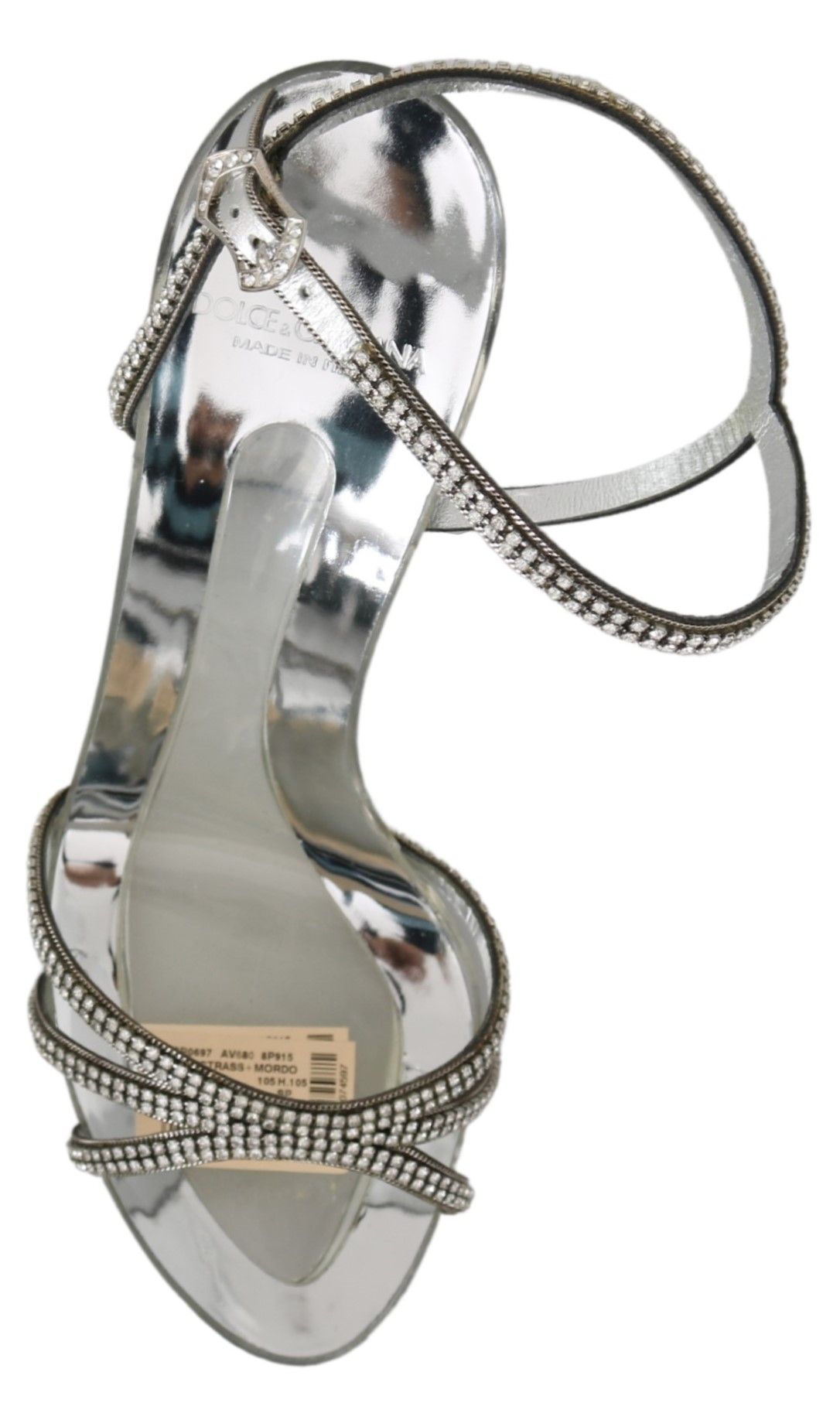 Dolce & Gabbana Silver Crystal Ankle Strap Sandals