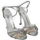 Dolce & Gabbana Silver Crystal Ankle Strap Sandals