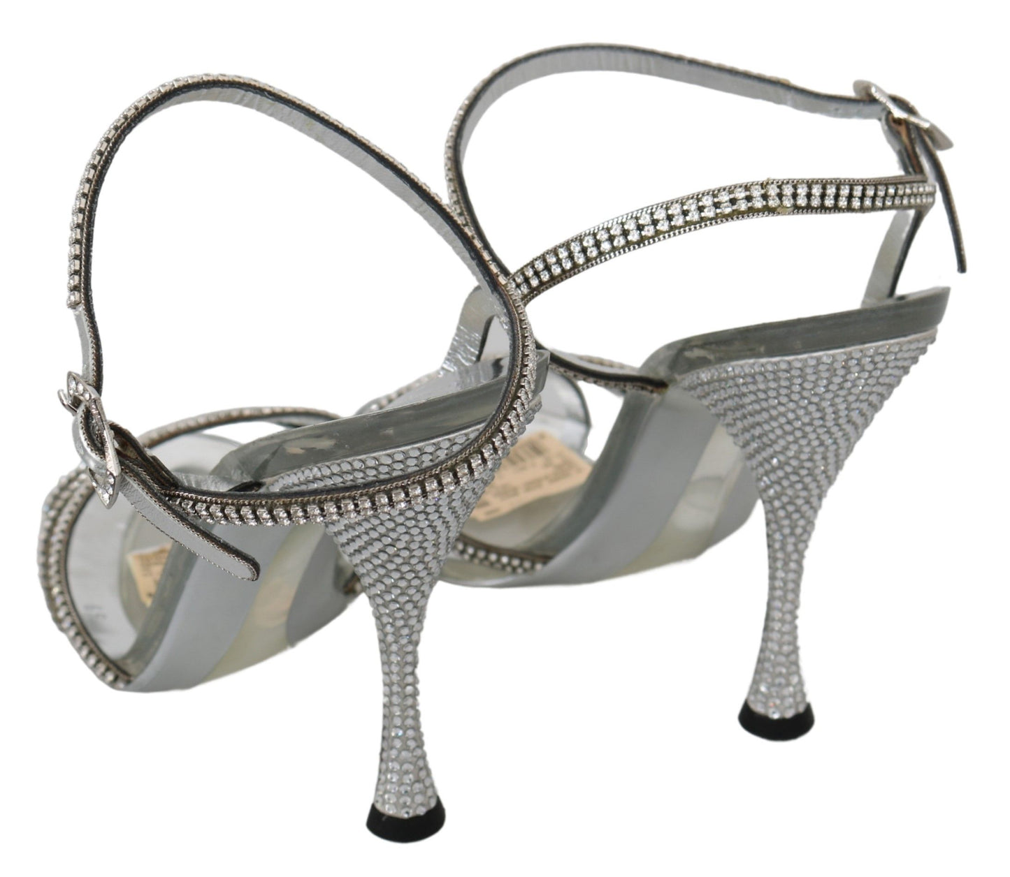 Dolce & Gabbana Silver Crystal Ankle Strap Sandals