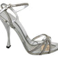 Dolce & Gabbana Silver Crystal Ankle Strap Sandals