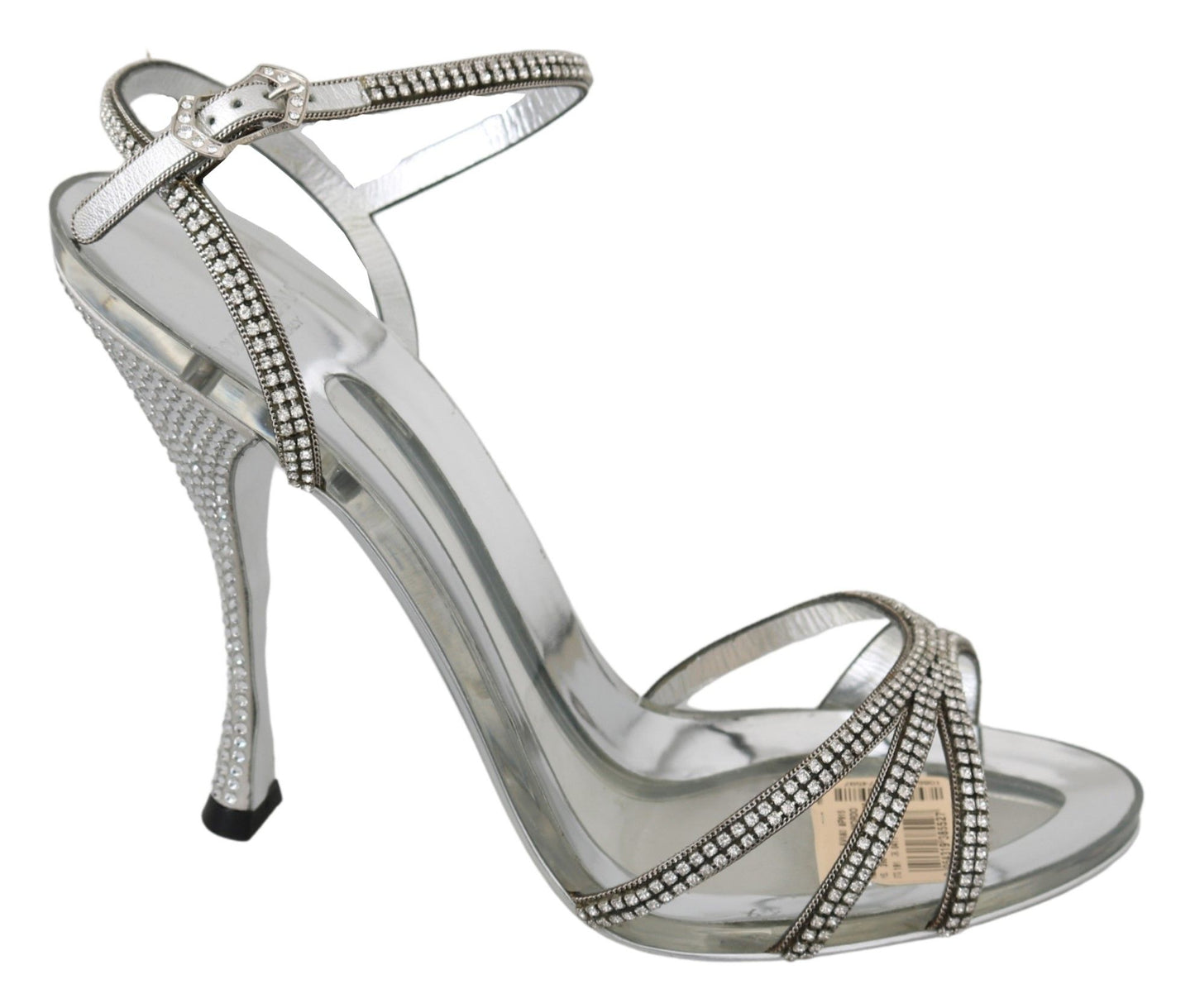 Dolce & Gabbana Silver Crystal Ankle Strap Sandals