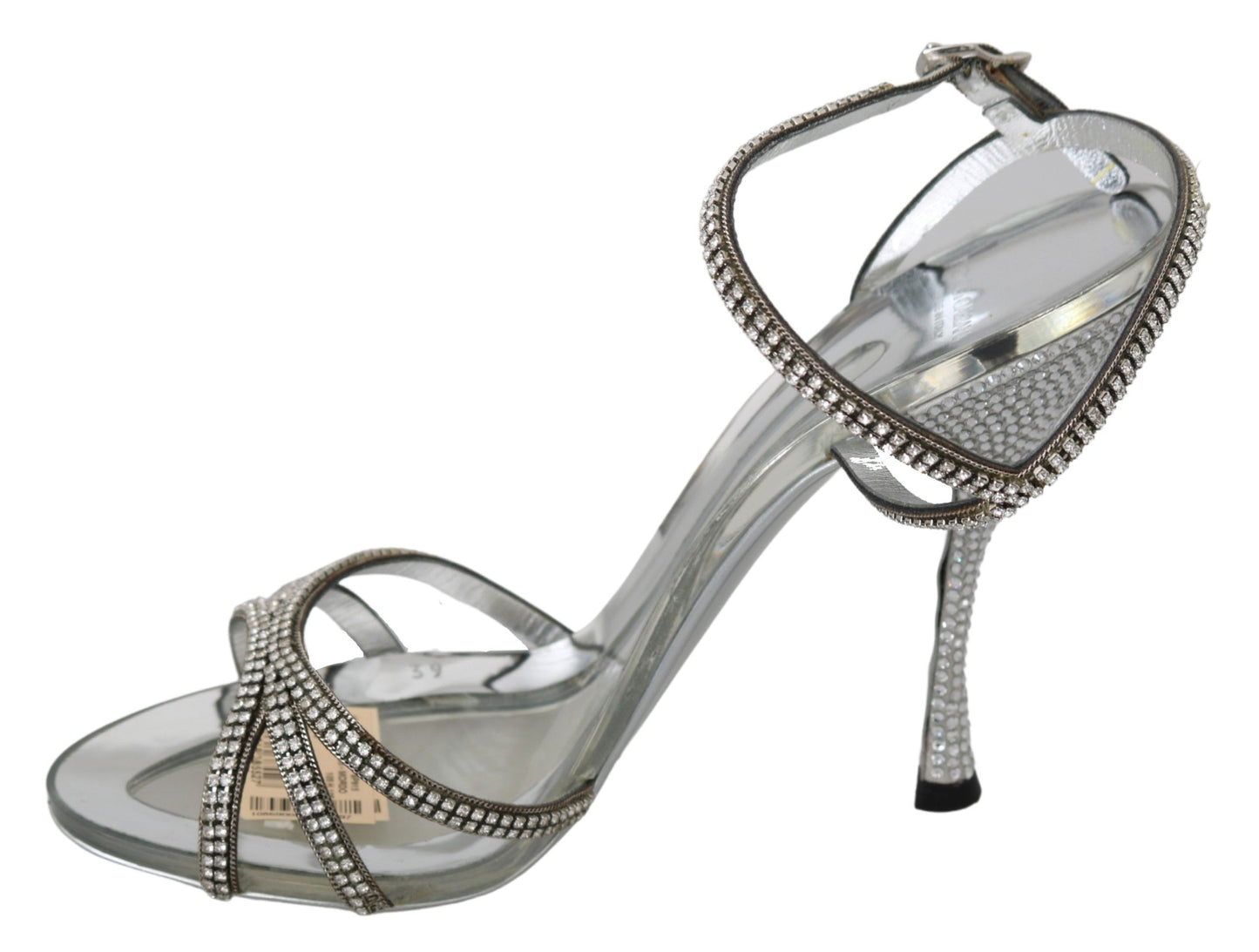 Dolce & Gabbana Silver Crystal Ankle Strap Sandals