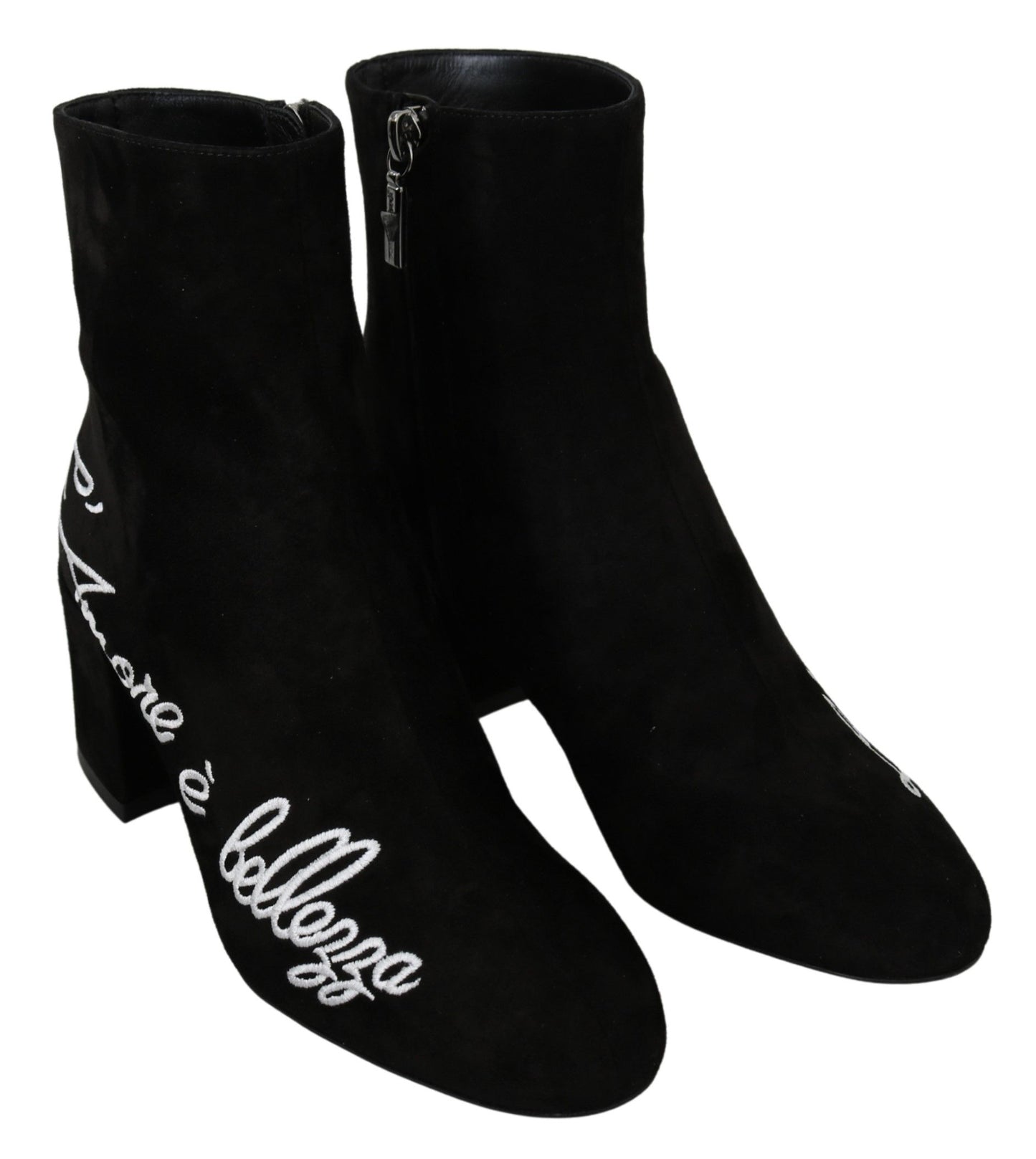 Dolce & Gabbana Black Suede L'Amore E'Bellezza Boots Shoes