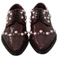 Dolce & Gabbana Bordeaux Leather Crystal Pearls Formal Shoes