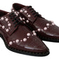 Dolce & Gabbana Bordeaux Leather Crystal Pearls Formal Shoes