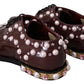 Dolce & Gabbana Bordeaux Leather Crystal Pearls Formal Shoes