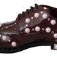 Dolce & Gabbana Bordeaux Leather Crystal Pearls Formal Shoes