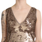 Liu Jo Brown Sequined V-neck Sleeveless Sheath Mini Dress