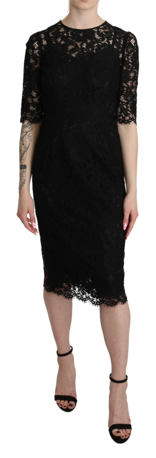 Dolce & Gabbana Elegant Black Lace Sheath Dress