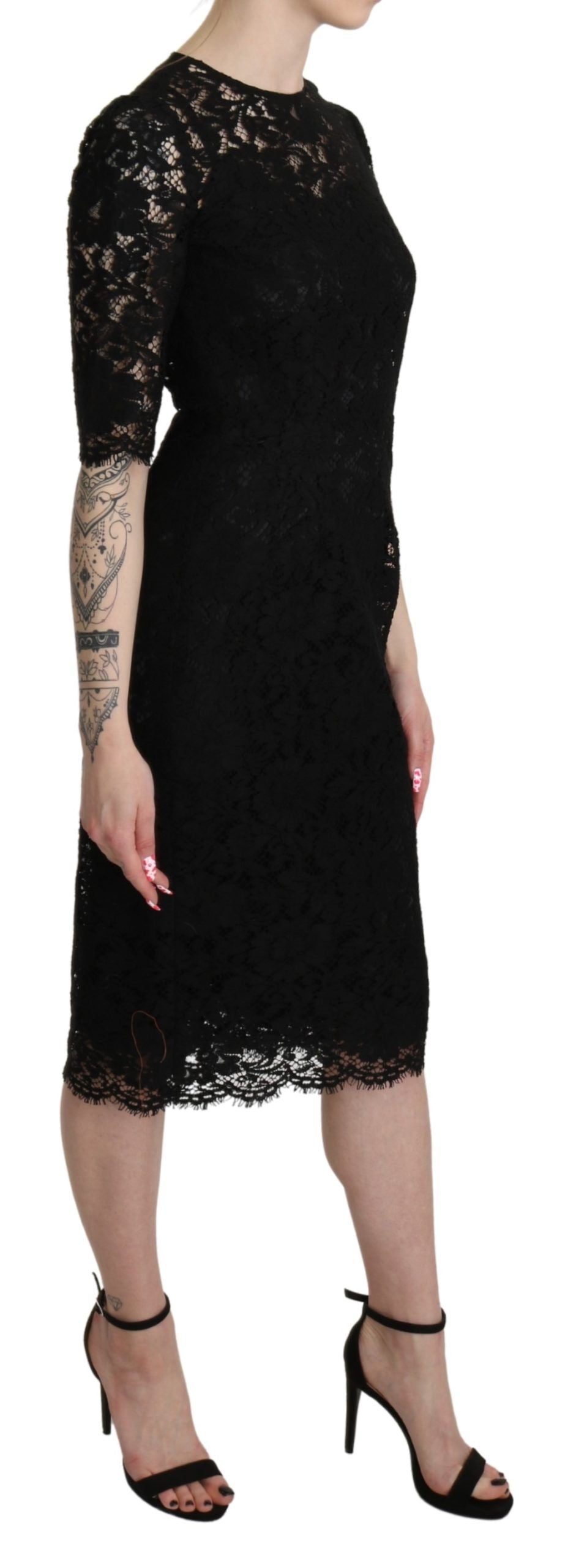 Dolce & Gabbana Elegant Black Lace Sheath Dress