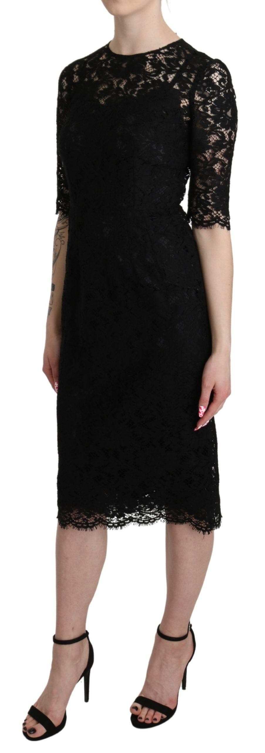 Dolce & Gabbana Elegant Black Lace Sheath Dress