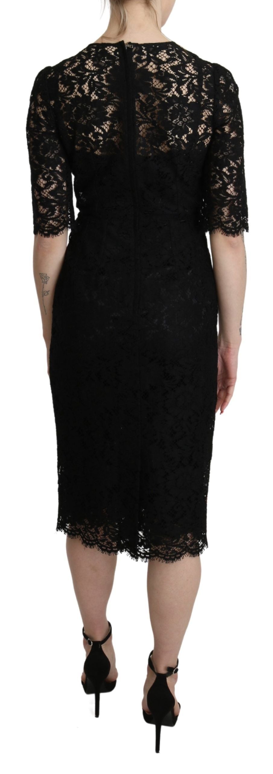 Dolce & Gabbana Elegant Black Lace Sheath Dress