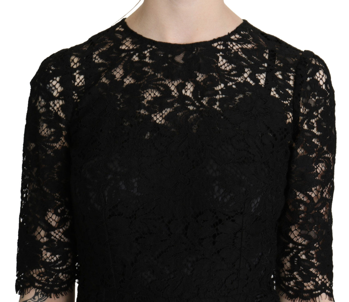 Dolce & Gabbana Elegant Black Lace Sheath Dress