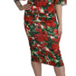 Dolce & Gabbana Red Floral Sheath Midi Silk Stretch Dress