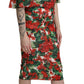 Dolce & Gabbana Red Floral Sheath Midi Silk Stretch Dress