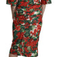 Dolce & Gabbana Red Floral Sheath Midi Silk Stretch Dress