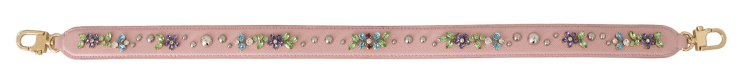 Dolce & Gabbana Pink Leather Crystal Stud Accessory Shoulder Strap