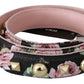 Dolce & Gabbana Pink Floral Leather Stud Accessory Shoulder Strap