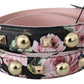 Dolce & Gabbana Pink Floral Leather Stud Accessory Shoulder Strap