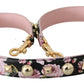 Dolce & Gabbana Pink Floral Leather Stud Accessory Shoulder Strap