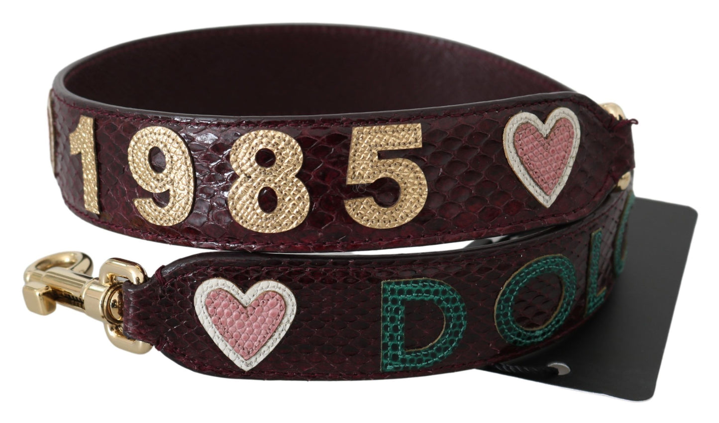 Dolce & Gabbana Bordeaux Exotic Skin Leather Belt Shoulder Strap