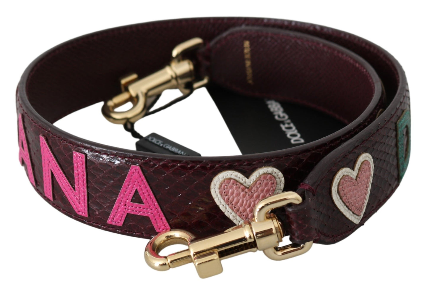 Dolce & Gabbana Bordeaux Exotic Skin Leather Belt Shoulder Strap