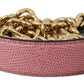 Dolce & Gabbana Pink Leather Gold Chain Accessory Shoulder Strap