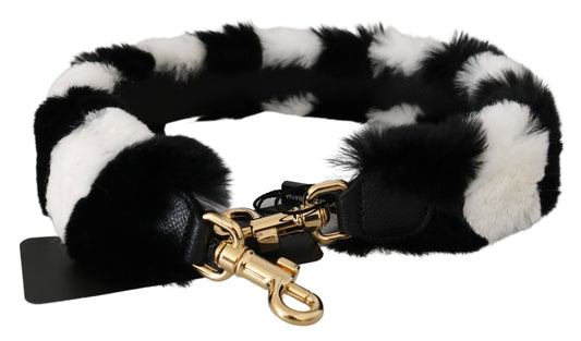 Dolce & Gabbana Black White Lapin Fur Accessory Shoulder Strap