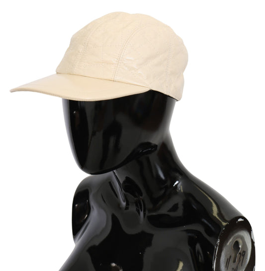 Dolce & Gabbana White Lamb Skin 100% Leather Baseball Hat