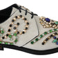 Dolce & Gabbana White Suede Crystal Dress Broque Shoes