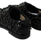 Dolce & Gabbana Black Leather Crystals Dress Broque Shoes