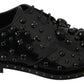 Dolce & Gabbana Black Leather Crystals Dress Broque Shoes