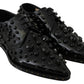 Dolce & Gabbana Black Leather Crystals Dress Broque Shoes