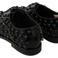 Dolce & Gabbana Black Leather Crystals Dress Broque Shoes